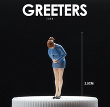 Load image into Gallery viewer, 1:64 Painted Figure Mini Model Toy Miniature Car Scenes Resin Bowing Woman Lady