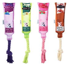 Load image into Gallery viewer, Dog Squeaky Toys Tube Shaped Chew Puppy Canvas Rope Toy Teeth Grinding Pet Gift