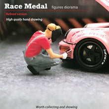 Load image into Gallery viewer, 1:64 Painted Figure Mini Model Miniature Resin Diorama Car Repairman Repair Red