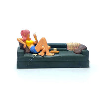 Load image into Gallery viewer, 1:64 Painted Figure Mini Model Miniature Resin Diorama Smoking Sofa Girl Recline