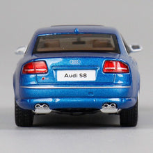 Load image into Gallery viewer, JKM 1:64 Blue S8 D3 Sedan Sports Model Diecast Metal Car New Collection