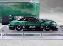 Load image into Gallery viewer, SW 1:64 Green LBWK ER34 #5 GTR Skyline Sports Model Diecast Metal Car New Collection