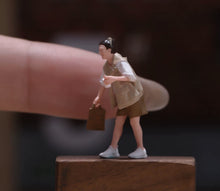 Load image into Gallery viewer, 1:64 Painted Figure Model Miniature Resin Walking Lady Holding Drink Girl Bend