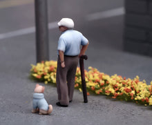 Load image into Gallery viewer, 1:64 Painted Figure Model Miniature Resin Sand Diorama Old Man with Cane Elderly