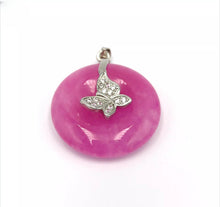 Load image into Gallery viewer, Nature Jade Butterfly Round Pendant Necklace Gift Jewelry charm Blessing Lucky a
