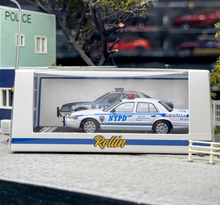 Load image into Gallery viewer, Rollin 1:64 White Auxiliary Police CV CROWN VICTORIA Model Diecast Metal Car