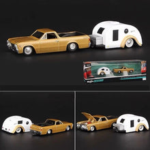 Load image into Gallery viewer, Maisto 1:64 1967 El Camino Pickup Traveler Trailer Tow & Go Model Metal Car