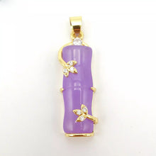 Load image into Gallery viewer, Nature Jade Bamboo Pendant Necklace Gift Jewelry charm Blessing Lucky Purple New