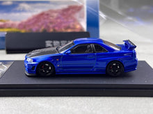 Load image into Gallery viewer, FUJI 1:64 Blue Carbon Skyline GTR R34 Z-Tune Sport Model Diecast Metal Car New Collection
