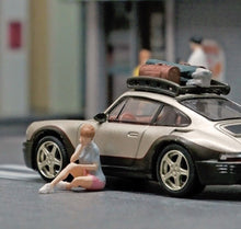 Load image into Gallery viewer, 1:64 Painted Figure Mini Model Toy Miniature Car Scenes Resin Sitting Caual Girl