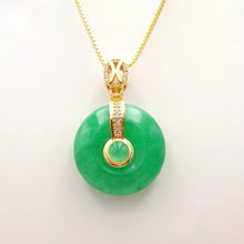 Load image into Gallery viewer, Nature Jade Round Pendant Necklace Gift Jewelry charm Blessing Lucky Fortune g
