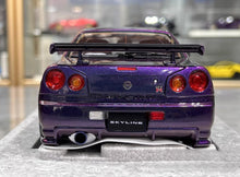 Load image into Gallery viewer, MH 1:18 Purple Skyling GTR R34 Nismo RB26DETT Engine Model Diecast Metal Car