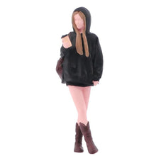 Load image into Gallery viewer, 1:64 Painted Figure Model Miniature Resin Diorama Sand Black Hoddie Girl Lady New Collection