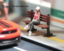 Load image into Gallery viewer, 1:64 Painted Figure Model Miniature Resin Diorama Sand Sitting Lady Girl Cap Toy