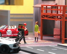 Load image into Gallery viewer, 1:64 Painted Figure Mini Model Miniature Resin Diorama Food Delivery Man Lady
