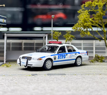 Load image into Gallery viewer, Rollin 1:64 White Auxiliary Police CV CROWN VICTORIA Model Diecast Metal Car