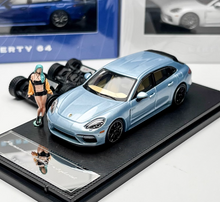 Load image into Gallery viewer, Liberty 1:64 Ice Blue Panamera Turbo S Figure Sport Model Diecast Metal Car