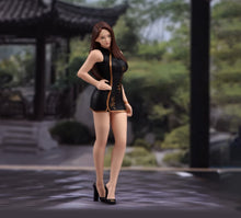 Load image into Gallery viewer, 1:24 Painted Figure Model Miniature Resin Diorama Black Qipao Dress Girl Lady
