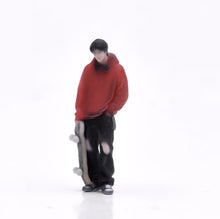 Load image into Gallery viewer, 1:64 Painted Figure Model Miniature Resin Sand Boy with Skate Board in Red Cool