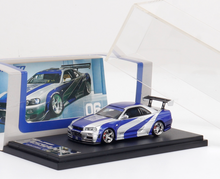Load image into Gallery viewer, FS 1:64 Silver Blue NFS Skyline GTR R34 Sports Model Diecast Metal Car BN