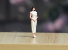 Load image into Gallery viewer, 1:64 Painted Figure Model Miniature Resin Diorama Toy Sand White Qipao Lady Girl