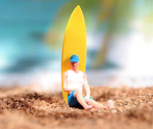 Load image into Gallery viewer, 1:64 Painted Figure Model Miniature Resin Diorama Toy Sand Surfboard Girl Surf