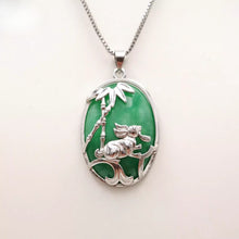 Load image into Gallery viewer, Nature Jade Bamboo Rabbie Pendant Necklace Gift Jewelry charm Blessing Lucky S
