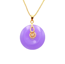 Load image into Gallery viewer, Nature Jade Puprle Round Fortune Pendant Necklace Gift Jewelry charm Blessing