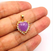 Load image into Gallery viewer, Nature Jade Purple Heart Pendant Necklace Gift Jewelry charm Blessing Lucky New