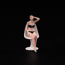 Load image into Gallery viewer, 1:64 Painted Figure Model Miniature Resin Diorama Sitting Bikini Girl With Chair New