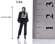 Load image into Gallery viewer, 1:64 Painted Figure Model Miniature Resin Diorama Toy Sand Cool Lady Black Suit