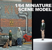 Load image into Gallery viewer, 1:64 Painted Figure Mini Model Miniature Car Scenes Resin Short Hair Girl Lady