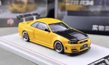 Load image into Gallery viewer, FH 1:64 Yellow Carbon Skyline GTR R34 Z-Tune Sport Model Diecast Metal Car New Collection