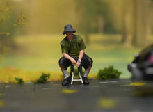 Load image into Gallery viewer, 1:64 Painted Figure Model Miniature Resin Diorama Sand Sitting Cool Hat Man Boy