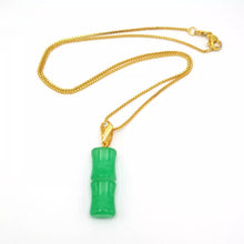 Load image into Gallery viewer, Nature Jade Green Bamboo Pendant Necklace Gift Jewelry charm Blessing Lucky New