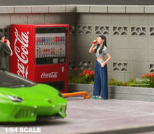 Load image into Gallery viewer, 1:64 Painted Figure Model Miniature Resin Diorama Toy Sand Drinking Girl Lady