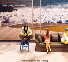 Load image into Gallery viewer, 1:64 Painted Figure Mini Model Miniature Resin Diorama Toy Sofa Table Chair Set