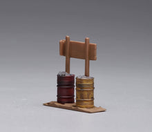 Load image into Gallery viewer, 1:64 Painted Figure Model Miniature Resin Diorama Oil Drum Road Sign Bench Set