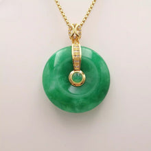 Load image into Gallery viewer, Nature Jade Fortune Peace Round Pendant Necklace Gift Jewelry charm Blessing New