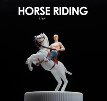 Load image into Gallery viewer, 1:64 Painted Figure Mini Model Miniature Car Scenes Resin Toy Horse Riding Man