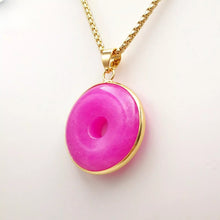 Load image into Gallery viewer, Nature Jade Pink Round Pendant Necklace Gift Jewelry charm Blessing Lucky New