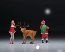 Load image into Gallery viewer, 1:64 Painted Figure Mini Model Miniature Resin Diorama Christmas Santa Girl Deer