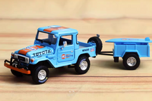 Load image into Gallery viewer, RM 1:64 Gulf Land Cruiser FJ40 Pickup Trailer Set Model Diecast Metal Car New Collection