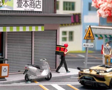 Load image into Gallery viewer, 1:64 Painted Figure Mini Model Miniature Resin Diorama Food Delivery Man Lady
