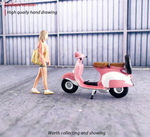 Load image into Gallery viewer, 1:64 Painted Figure Mini Model Miniature Resin Diorama Vespa Motocycle Girl Pink