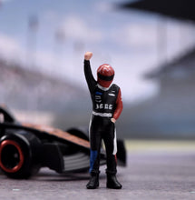 Load image into Gallery viewer, 1:64 Painted Figure Model Miniature Resin Helmet Racer Driver Black Raise Hand