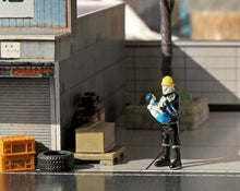 Load image into Gallery viewer, 1:64 Painted Figure Mini Model Miniature Resin Diorama Firefighter Rescue Girl