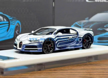 Load image into Gallery viewer, LJM 1:64 White Blue Chiron Racing Sports Model Diecast Resin Car New Collection