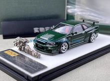 Load image into Gallery viewer, PGM 1:64 Green Skyline GTR R34 Nismo Z-Tune Sports Model Diecast Metal Car New Collection