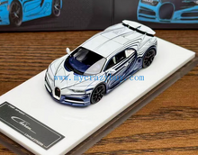 Load image into Gallery viewer, LJM 1:64 White Blue Chiron Racing Sports Model Diecast Resin Car New Collection